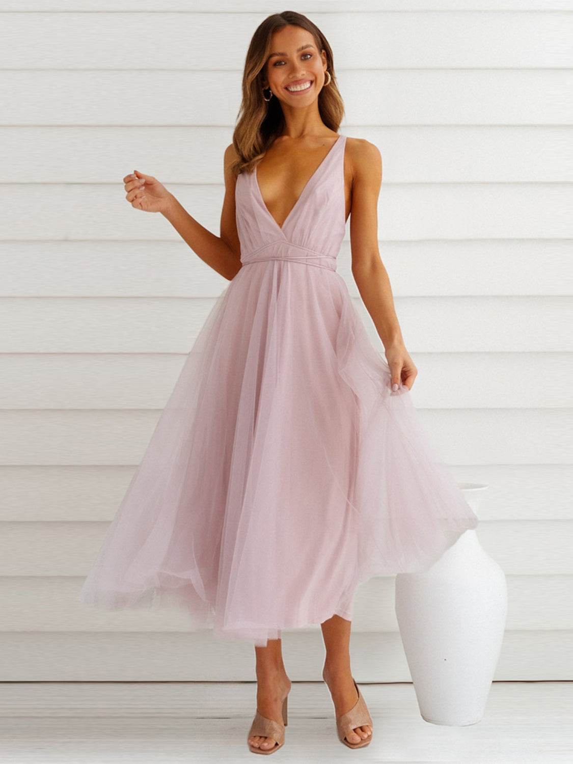 Backless Crisscross Sleeveless Midi Dress - UnLaced Boutique