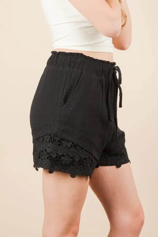 VERY J Lace Contrast Detail Woven Shorts - UnLaced Boutique