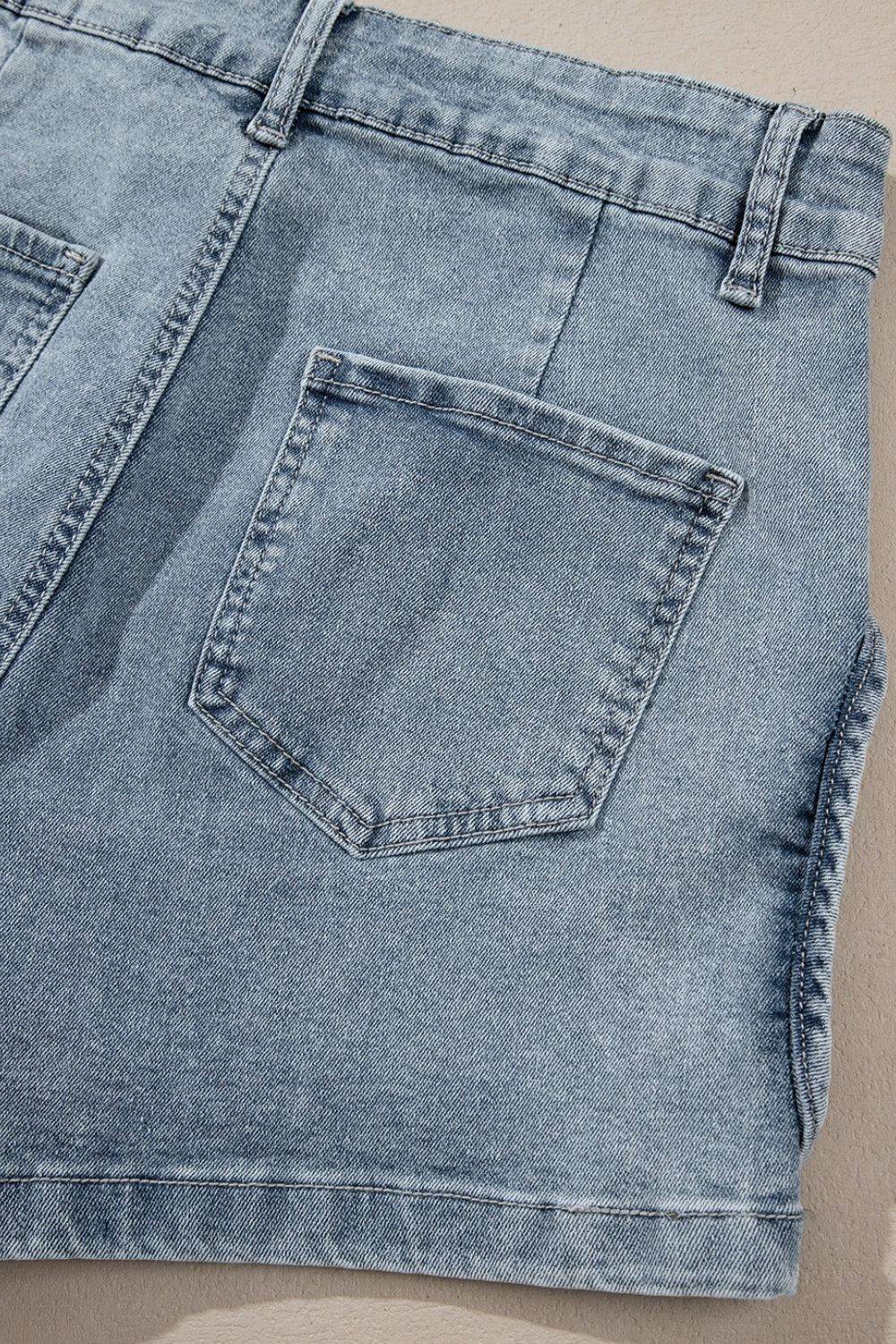 Studded Acid Wash Denim Shorts - UnLaced Boutique