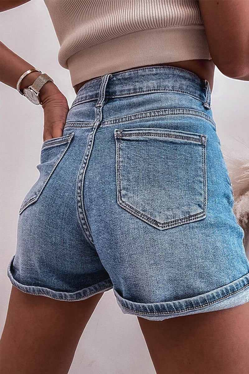 Rhinestone High Waist Denim Shorts - UnLaced Boutique