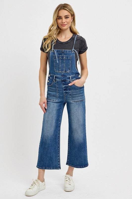 RISEN Full Size Knotted Strap Denim Overalls with Pockets Plus Size - UnLaced Boutique
