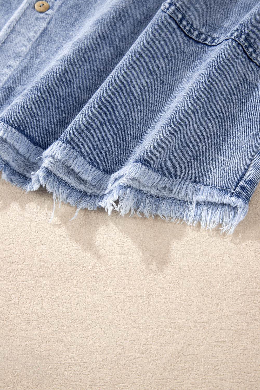 Raw Hem Button Down Long Sleeve Denim Dress - UnLaced Boutique