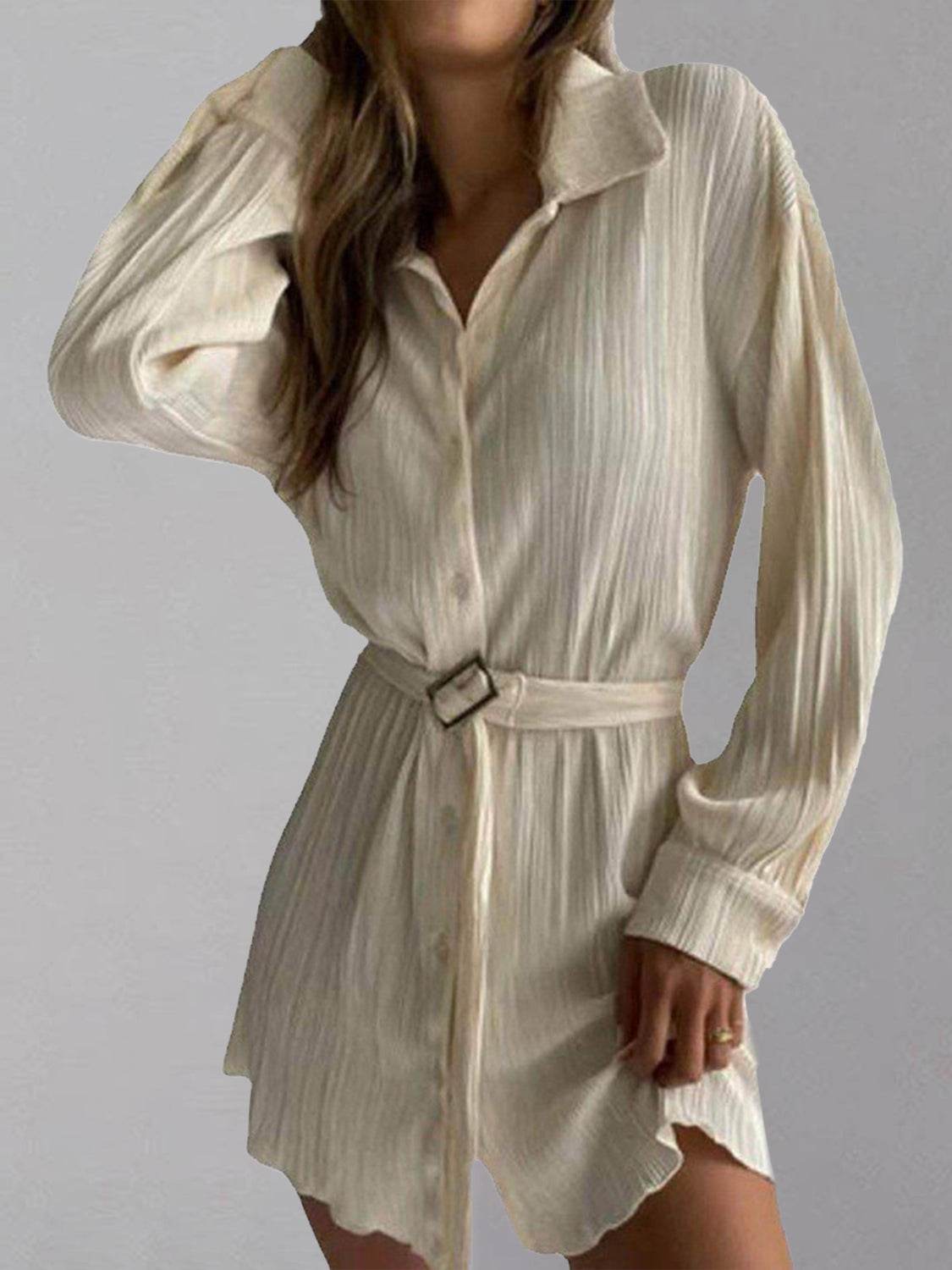Button Up Dropped Shoulder Shirt Dress - UnLaced Boutique
