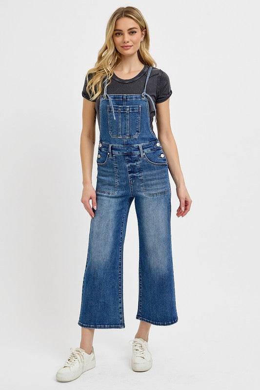 RISEN Full Size Knotted Strap Denim Overalls with Pockets Plus Size - UnLaced Boutique