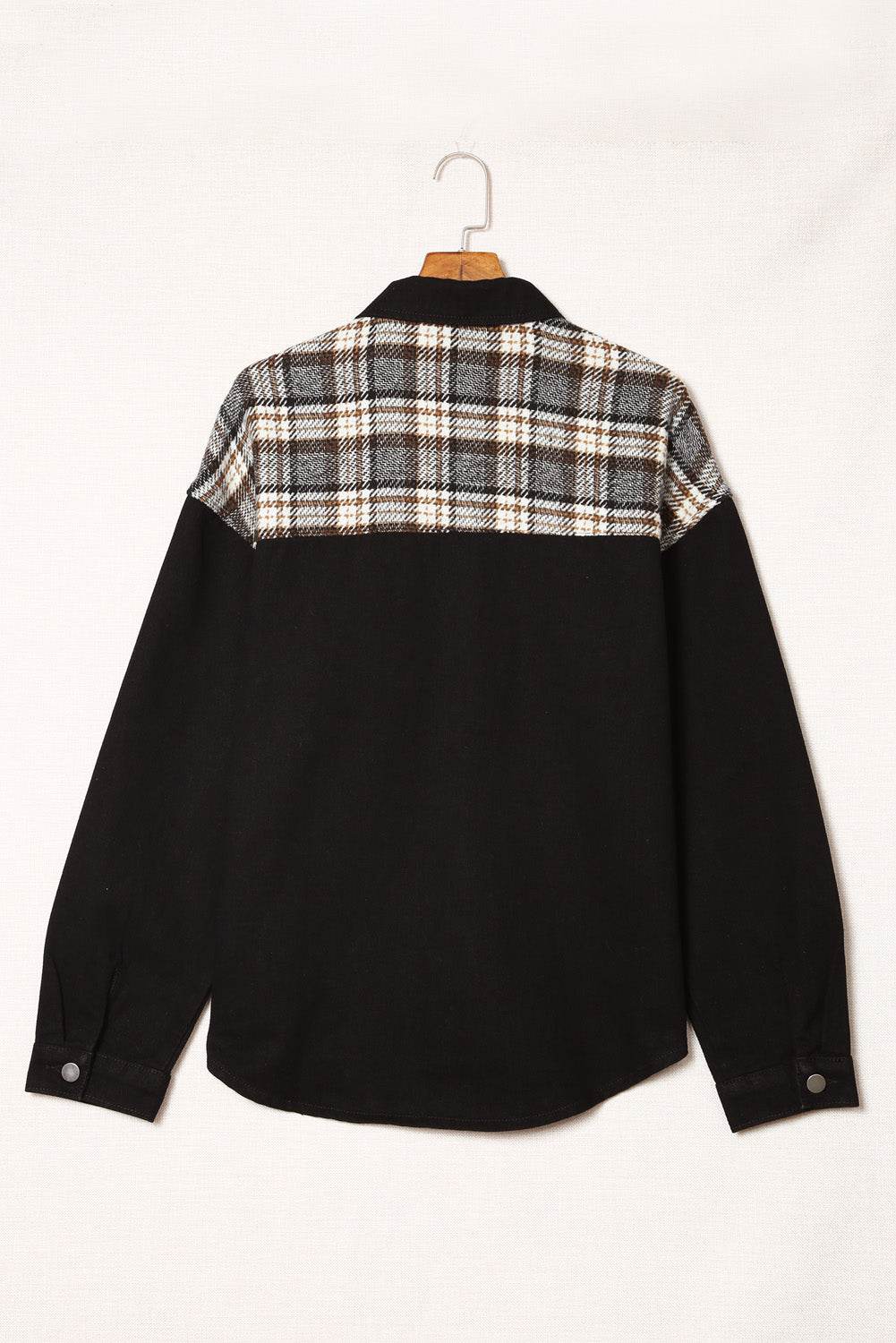 Plaid Pocketed Button Up Denim Jacket - UnLaced Boutique