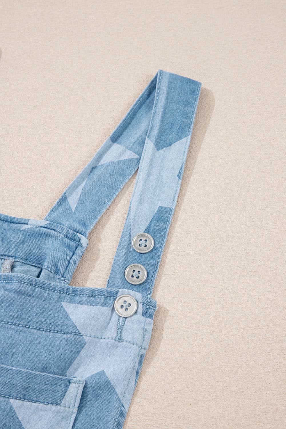 Star Print Square Neck Denim Overalls - UnLaced Boutique