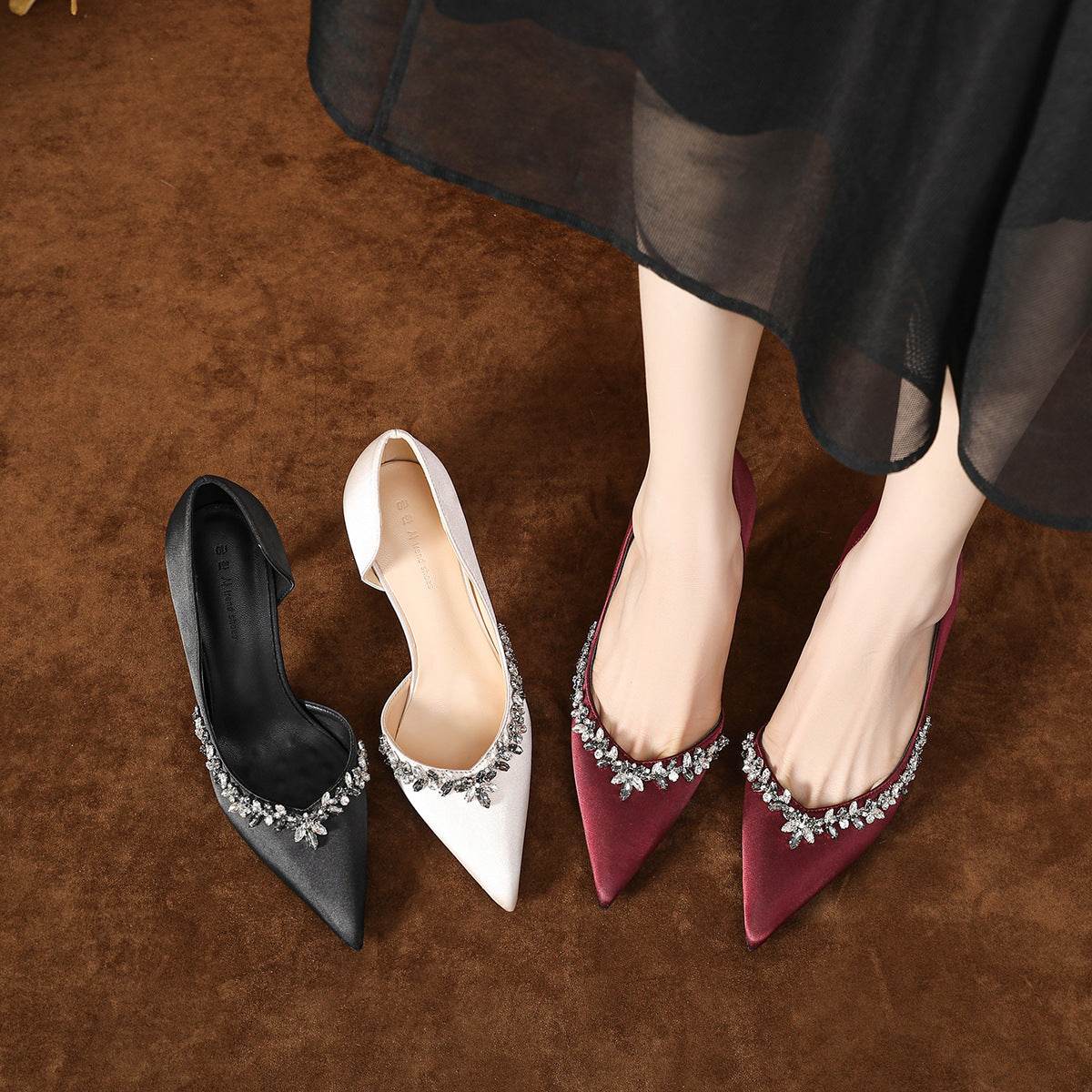Rhinestone Point Toe Stiletto Pumps - UnLaced Boutique