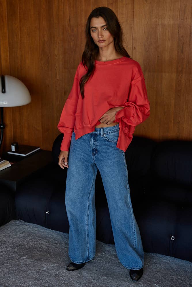 BD340 | Woven Cotton Viscose Denim Straight Leg Pants
