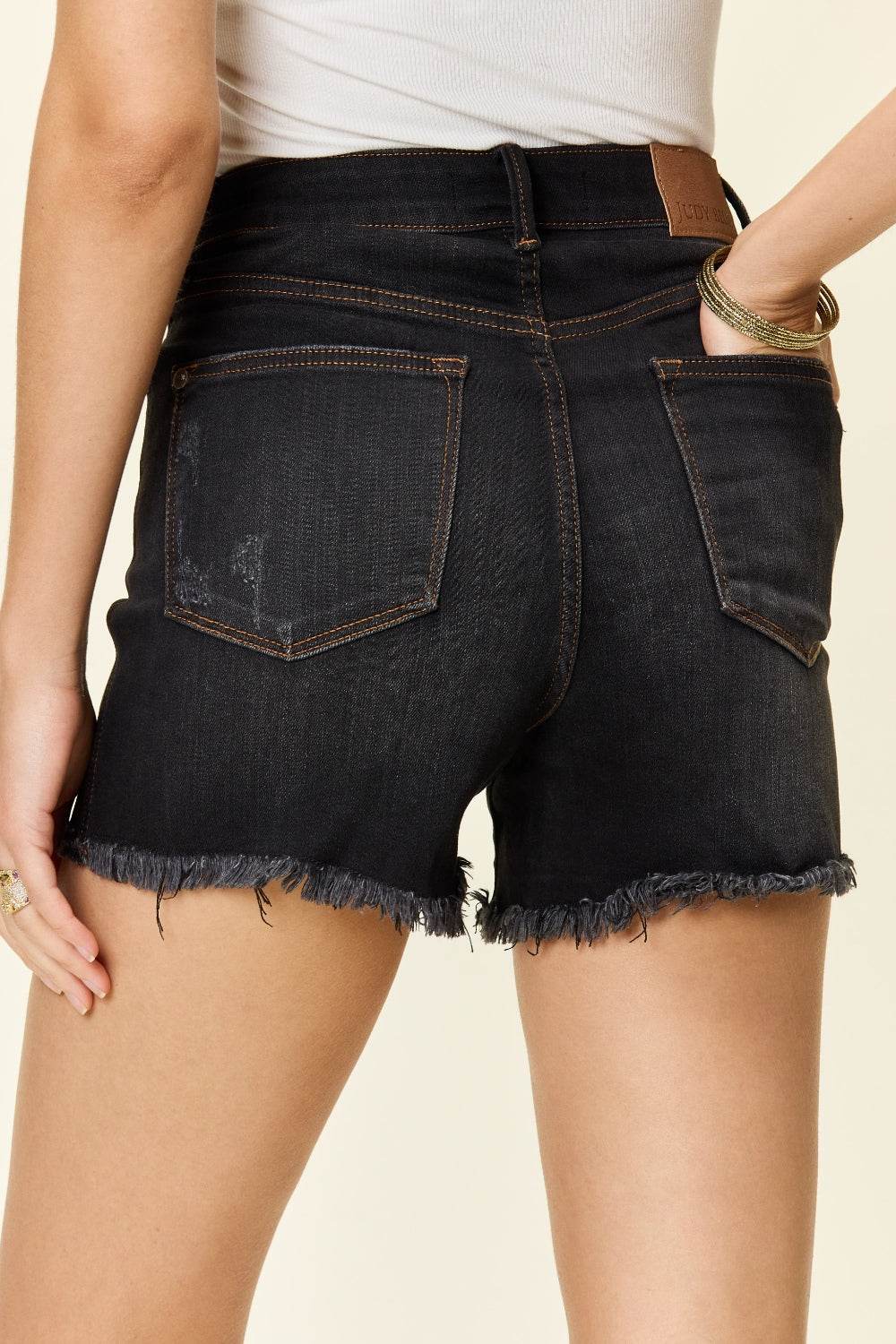 Judy Blue Full Size Tummy Control Fray Hem Shorts - UnLaced Boutique