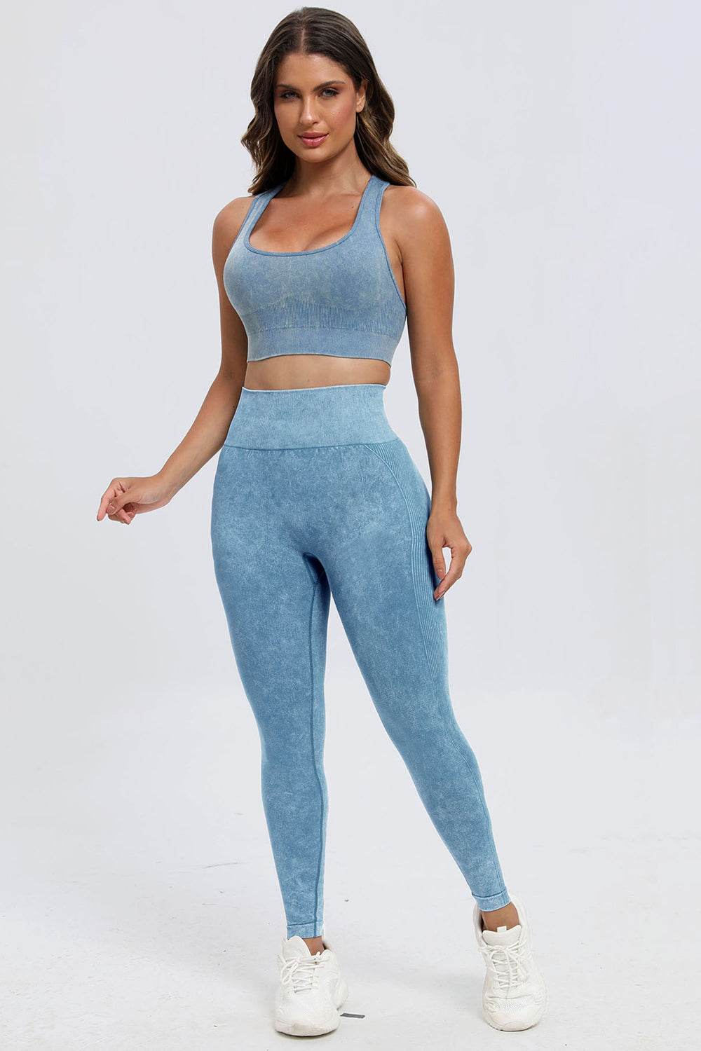 3 Piece Washed Square Neck Wide Strap Active Set - UnLaced Boutique