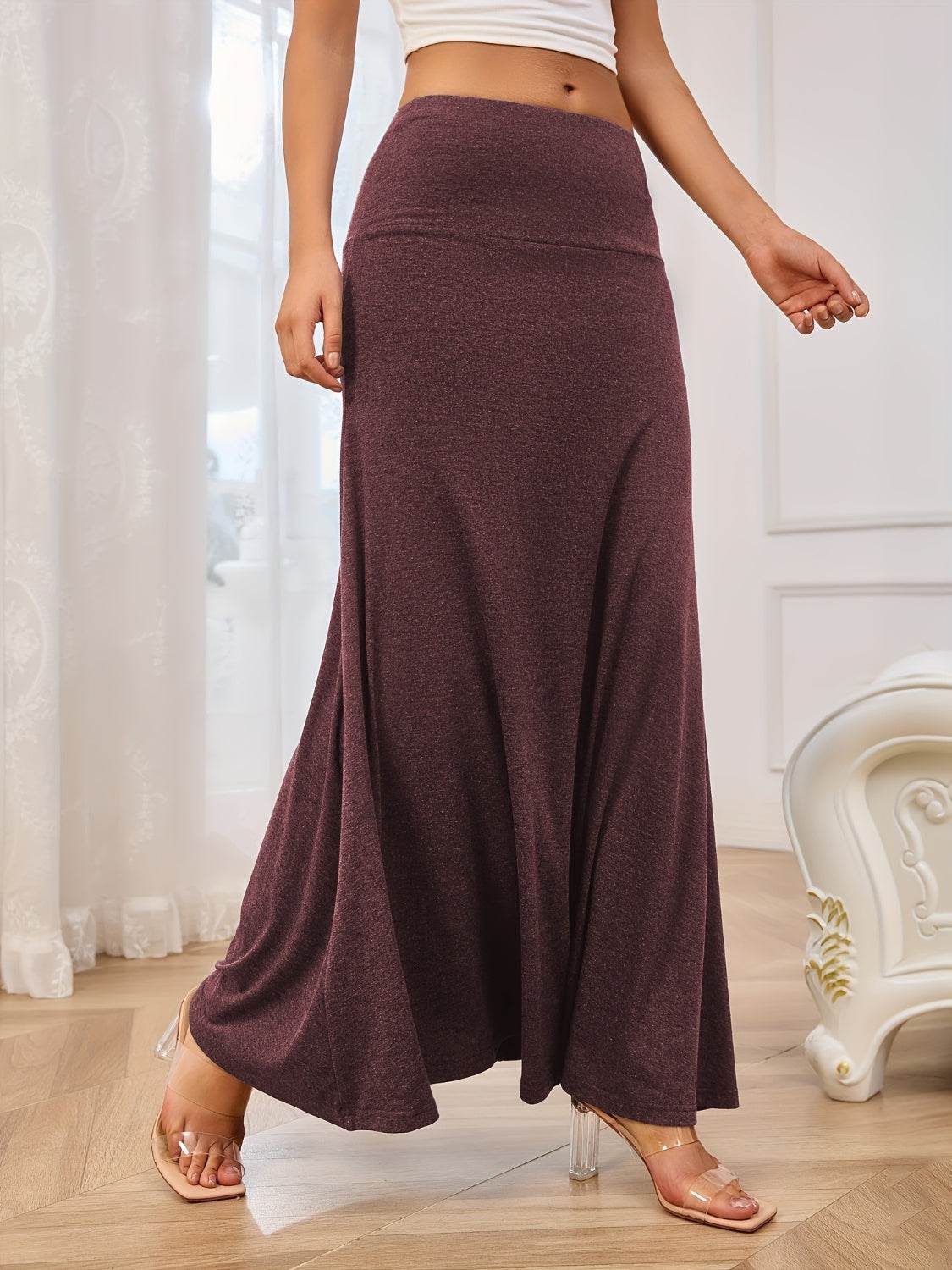 Solid Elastic Waist Maxi Skirt - UnLaced Boutique