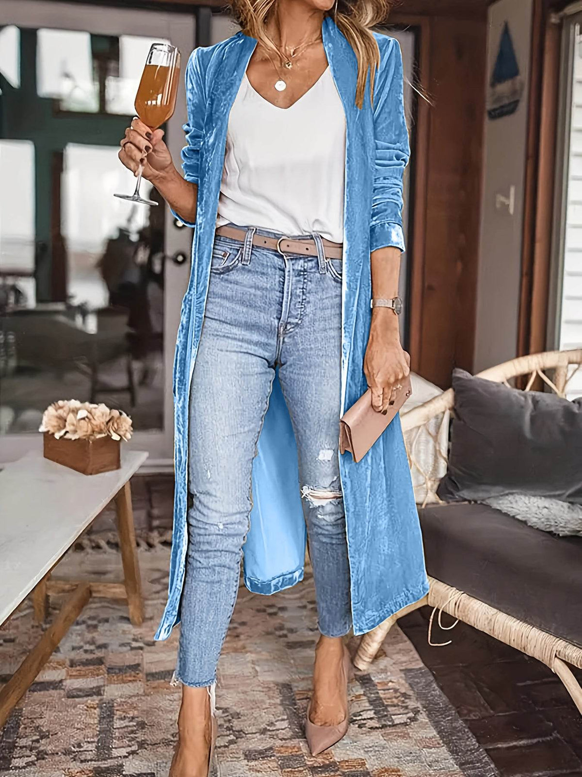 Open Front Long Sleeve Coat - UnLaced Boutique