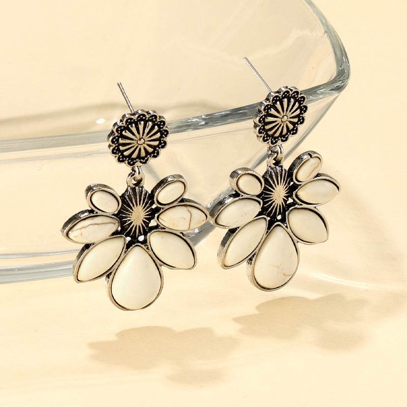 Artificial Turquoise Flower Earrings - UnLaced Boutique