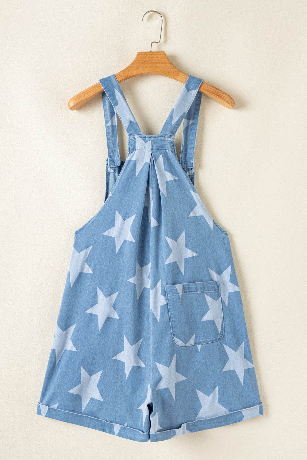 Star Print Square Neck Denim Overalls - UnLaced Boutique