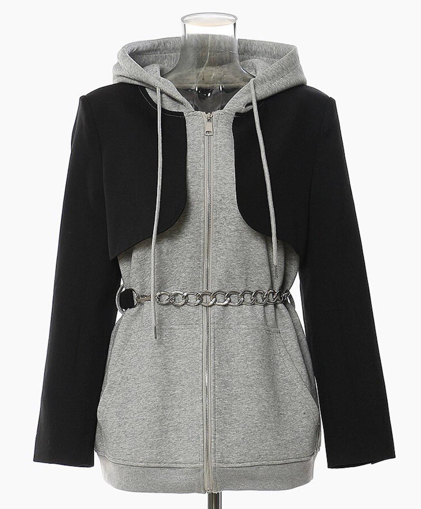 Chic Sweatshirt with Attached Woven Bolero