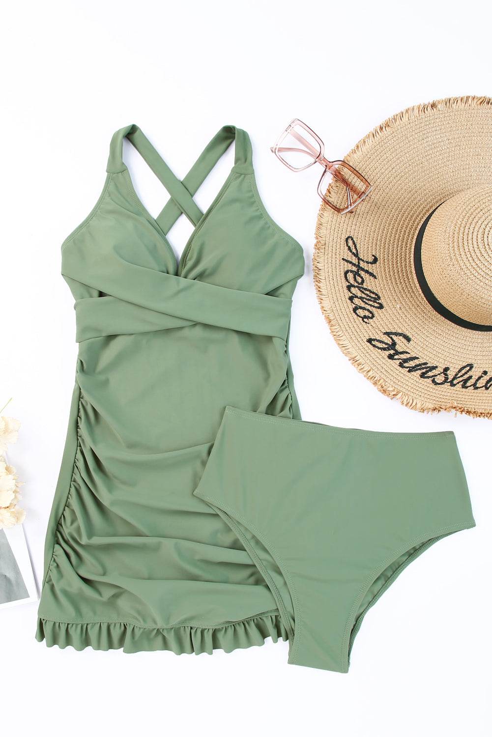 Tie Back Sleeveless Swim Dress and Bottoms Set - UnLaced Boutique