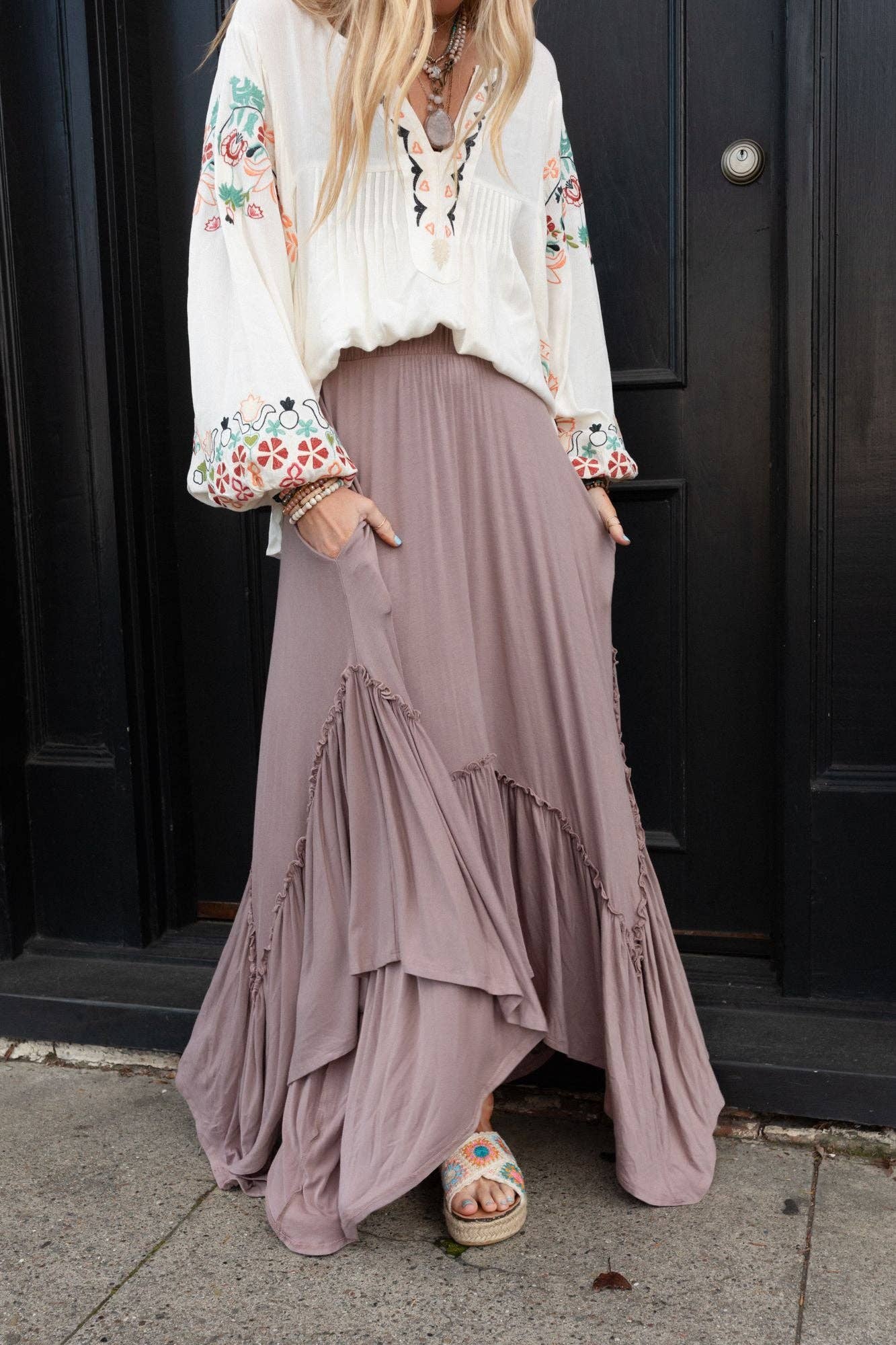 Forever Beauty Maxi Skirt - Mushroom - UnLaced Boutique