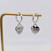 "Fuck off" Heart-shaped Silver Plated Huggie Earrings - UnLaced Boutique