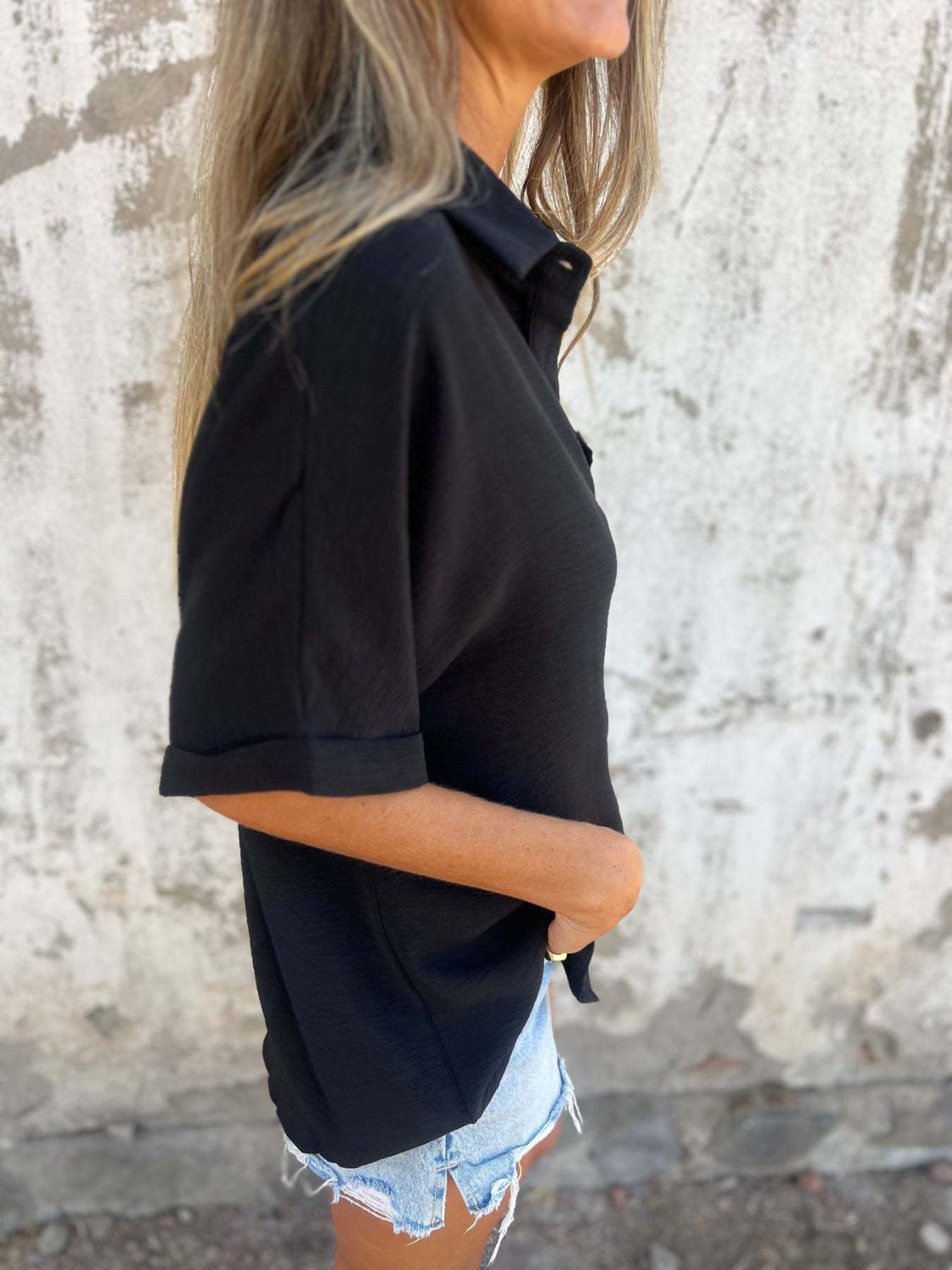 Full Size Button Down Short Sleeve Shirt Plus Size - UnLaced Boutique