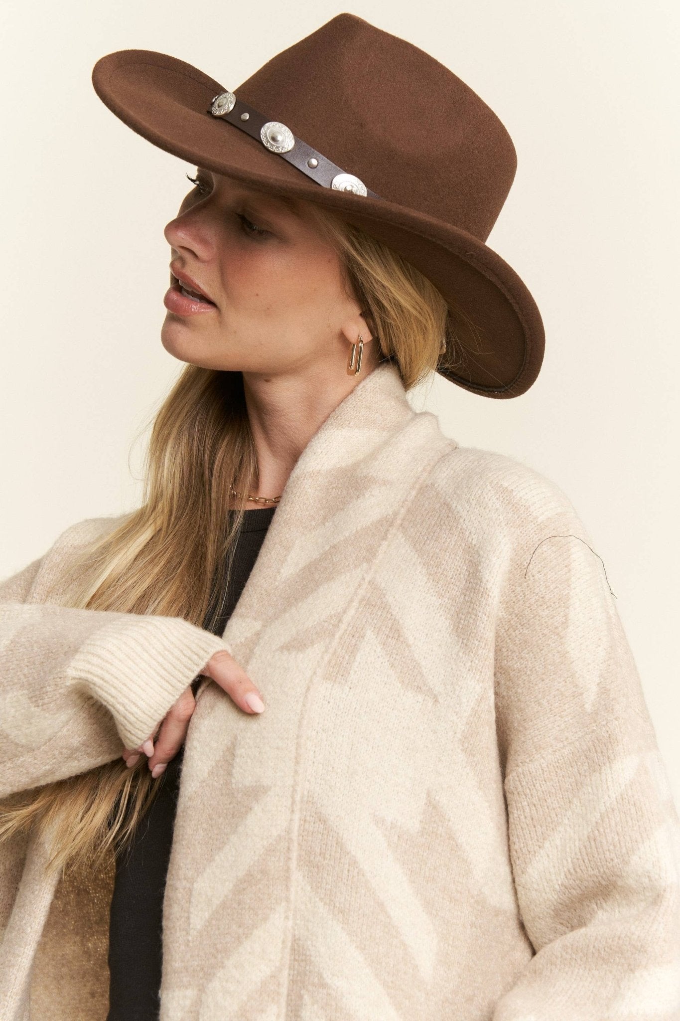 GIANT HOUNDSTOOTH PRINT CARDIGAN - UnLaced Boutique