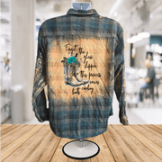 Glass Slippers & Cowboy Boots Flannel Bleached Button Down Shirts - UnLaced Boutique
