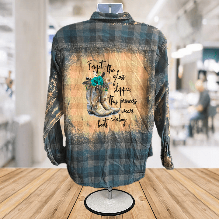 Glass Slippers & Cowboy Boots Flannel Bleached Button Down Shirts - UnLaced Boutique