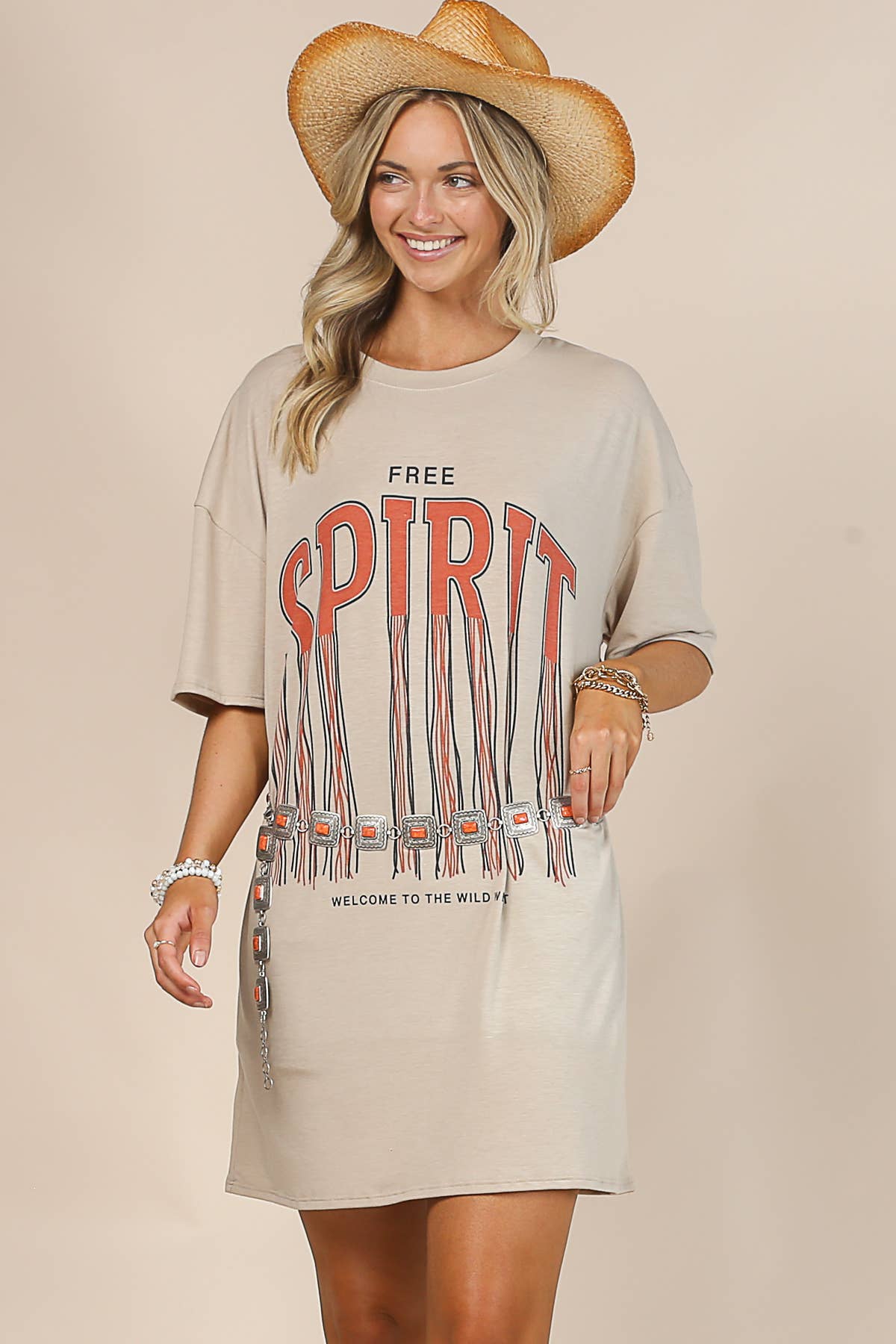 GRACE FREE SPIRIT GRAPHIC RELAXED FIT SHIRT DRESS - UnLaced Boutique