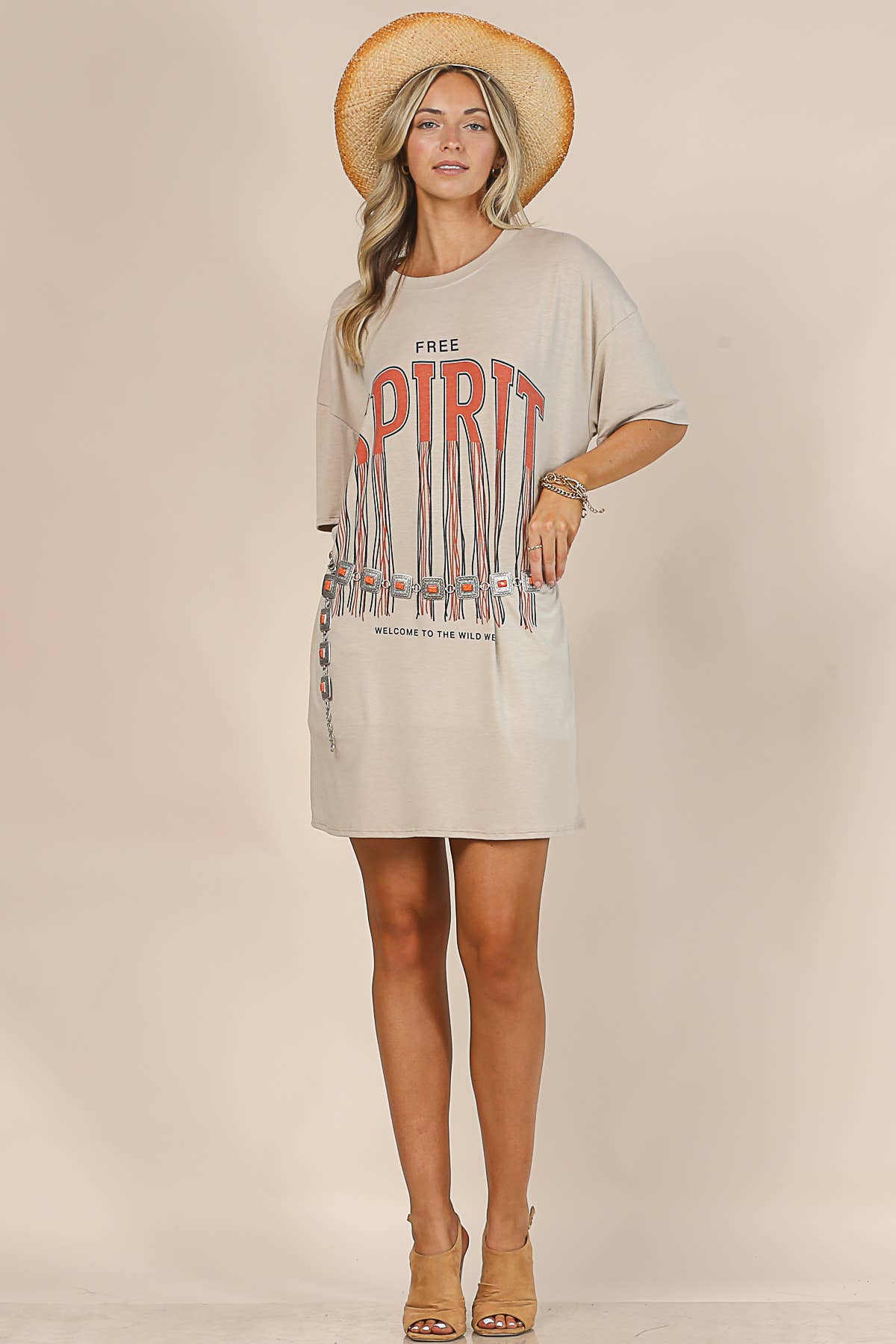 GRACE FREE SPIRIT GRAPHIC RELAXED FIT SHIRT DRESS - UnLaced Boutique