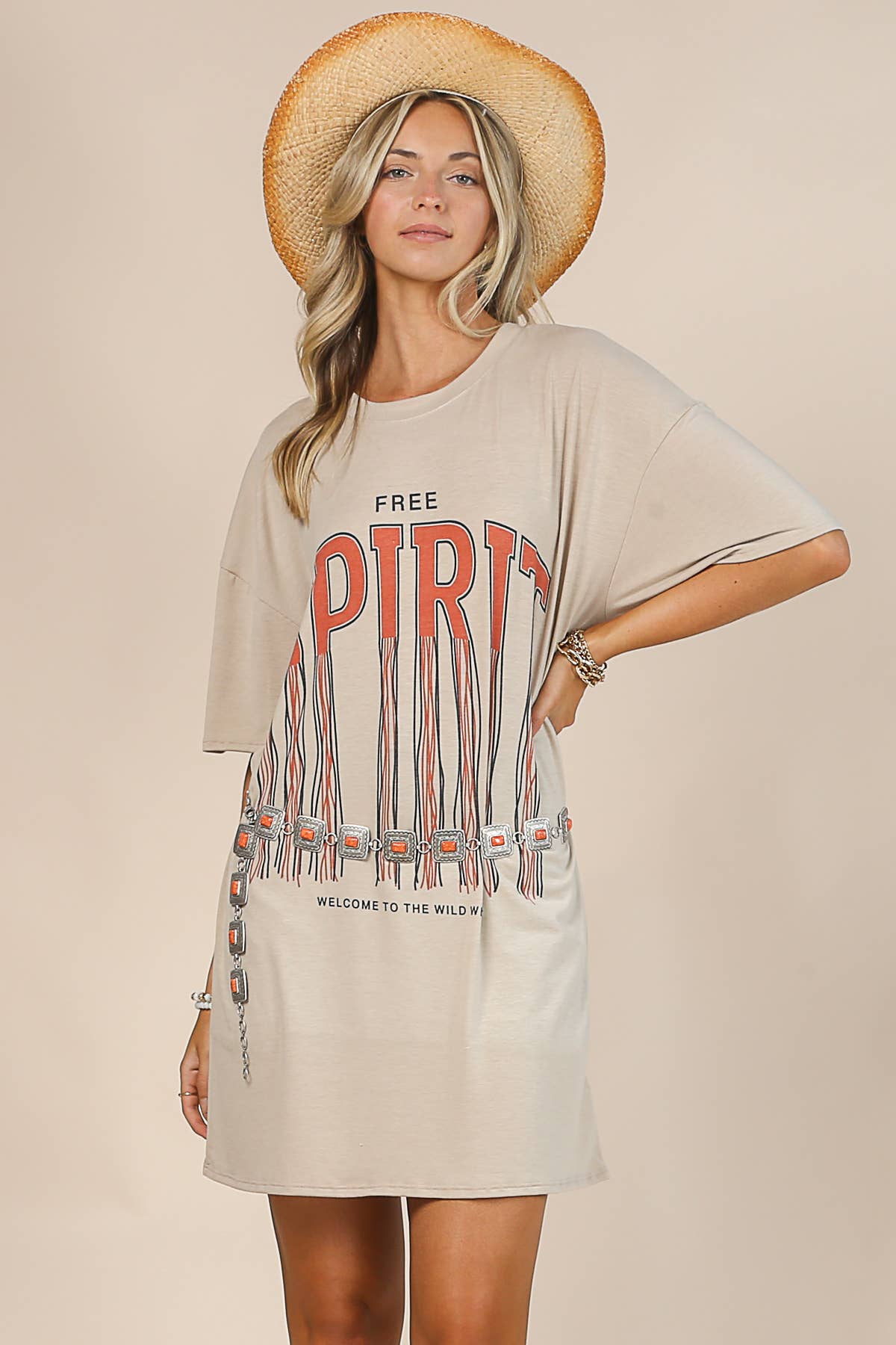GRACE FREE SPIRIT GRAPHIC RELAXED FIT SHIRT DRESS - UnLaced Boutique