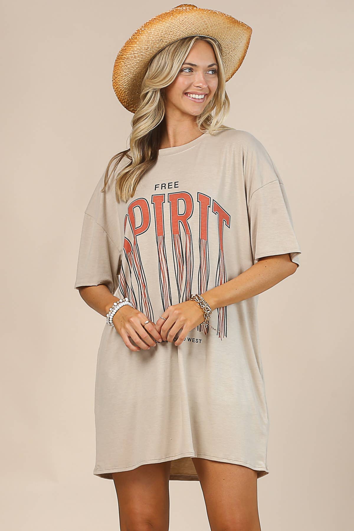 GRACE FREE SPIRIT GRAPHIC RELAXED FIT SHIRT DRESS - UnLaced Boutique