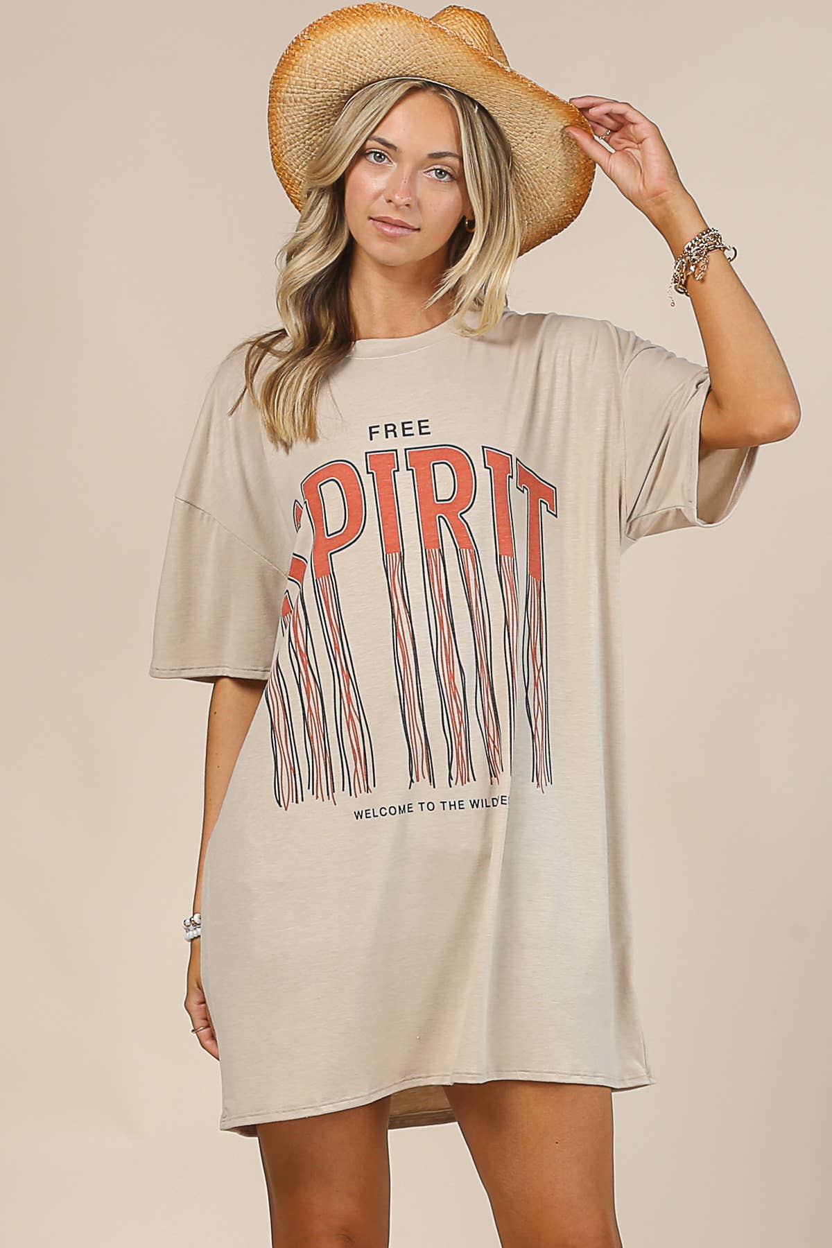 GRACE FREE SPIRIT GRAPHIC RELAXED FIT SHIRT DRESS - UnLaced Boutique
