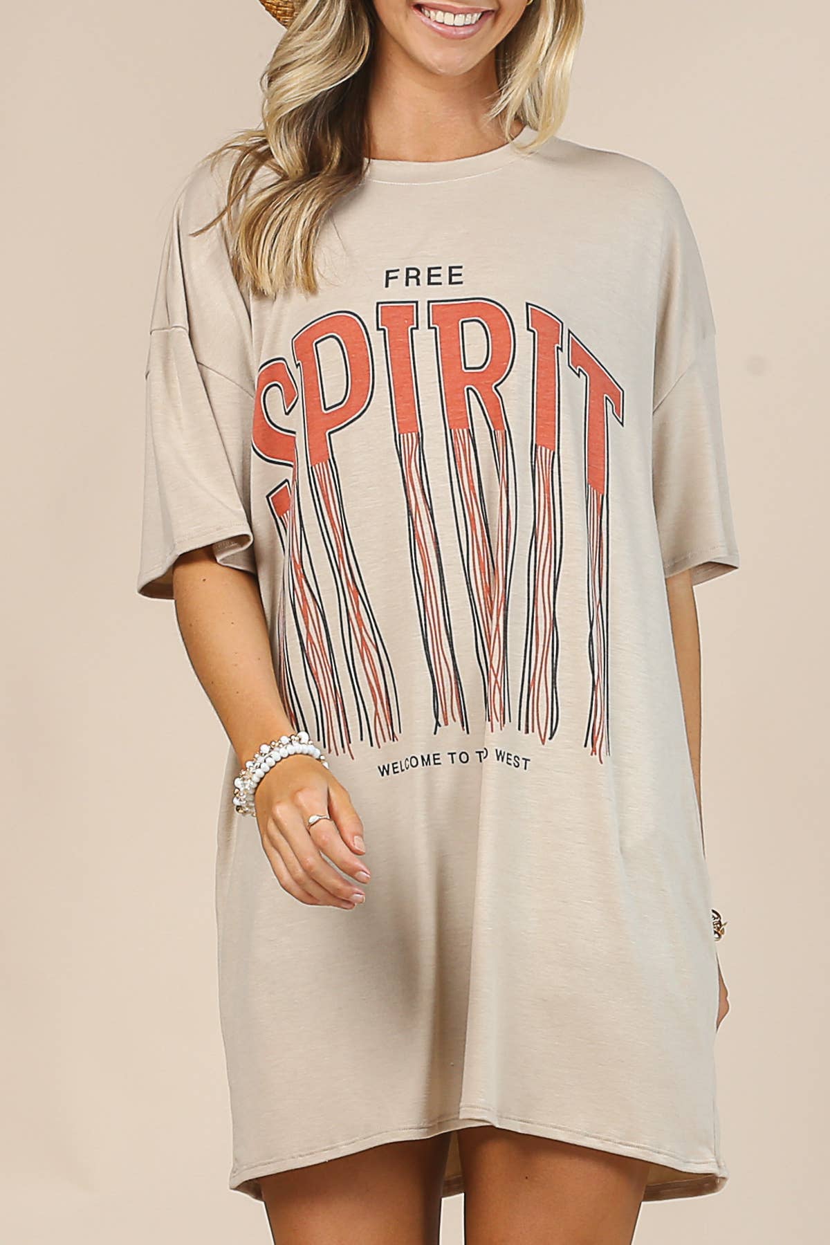 GRACE FREE SPIRIT GRAPHIC RELAXED FIT SHIRT DRESS - UnLaced Boutique