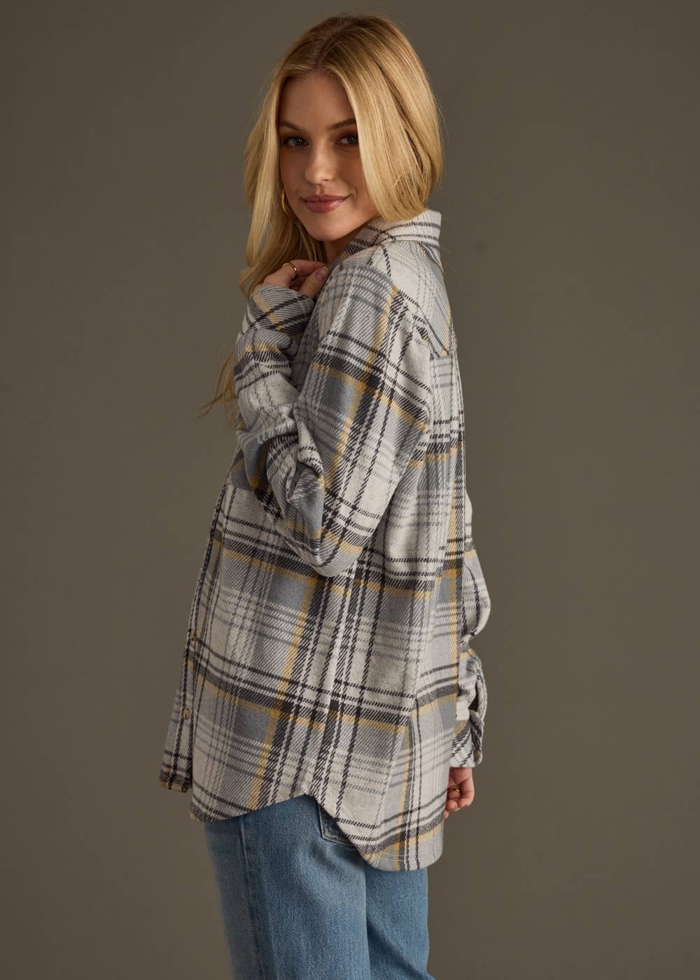 Gray, Charcoal & Yellow Plaid Button Up - UnLaced Boutique