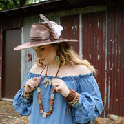 Hand-Painted Leopard Boho Western Cowgirl Hat & Band-Brown 986s - UnLaced Boutique