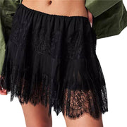High Waist Lace Mini Skirt With Irregular Hem In Solid Color - UnLaced Boutique