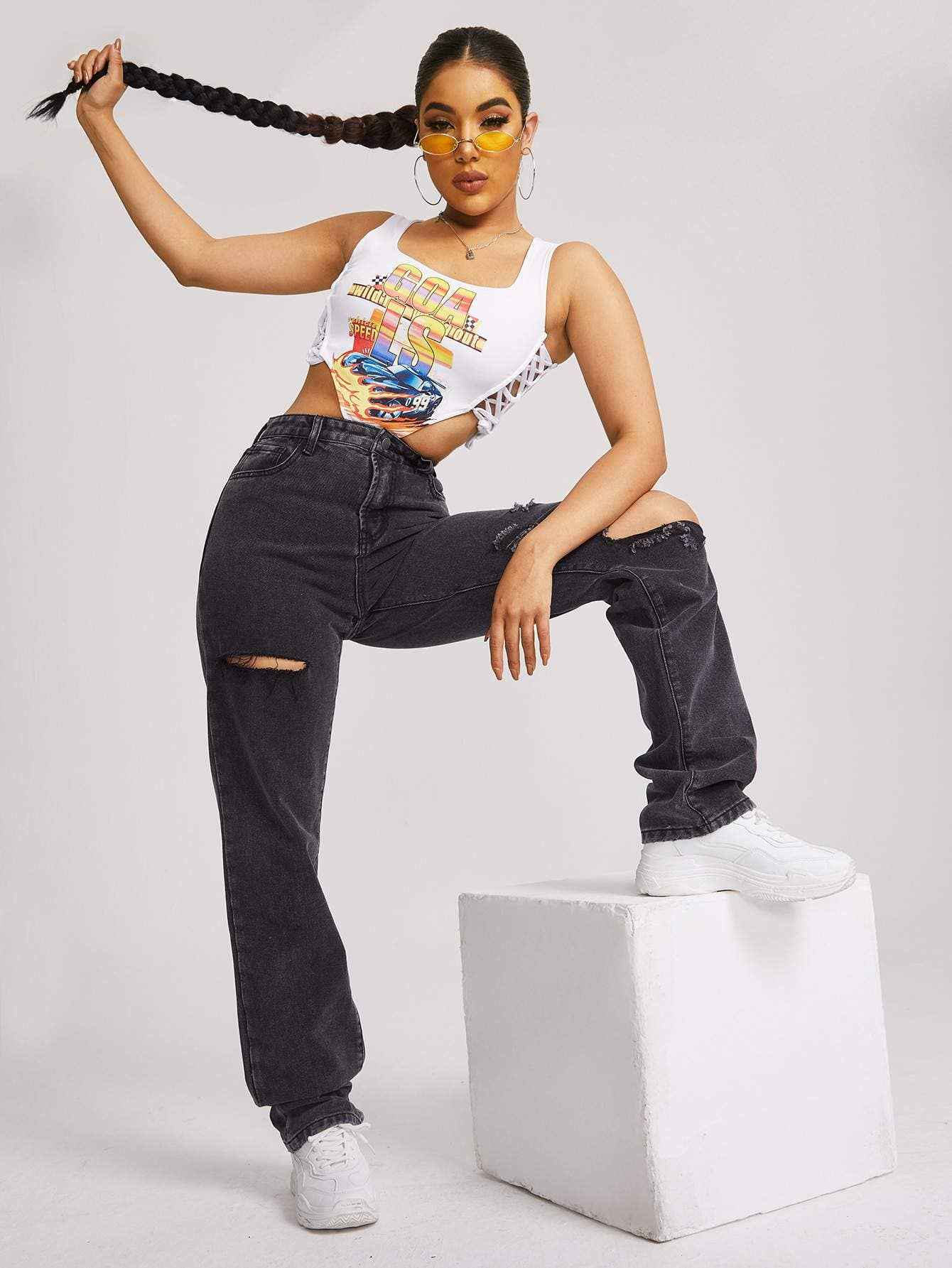 High waist ripped boyfriend jeans - UnLaced Boutique