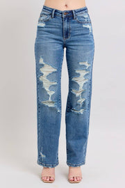 HW Heavy Destroy Straight JUDY BLUE JEANS - UnLaced Boutique