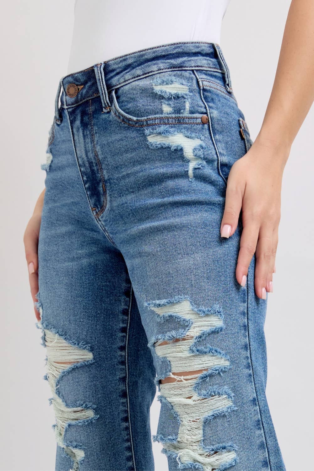 HW Heavy Destroy Straight JUDY BLUE JEANS - UnLaced Boutique