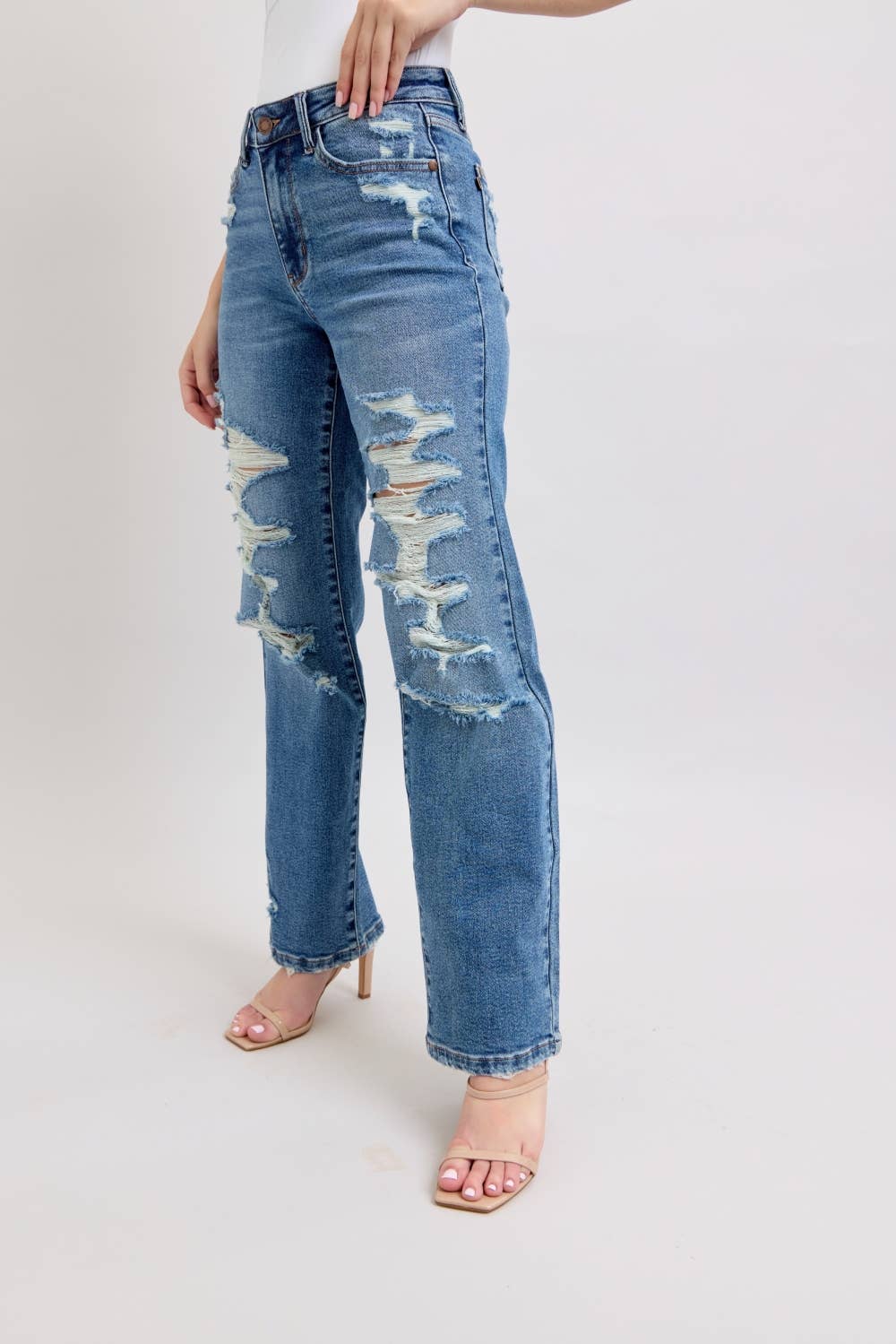 HW Heavy Destroy Straight JUDY BLUE JEANS - UnLaced Boutique