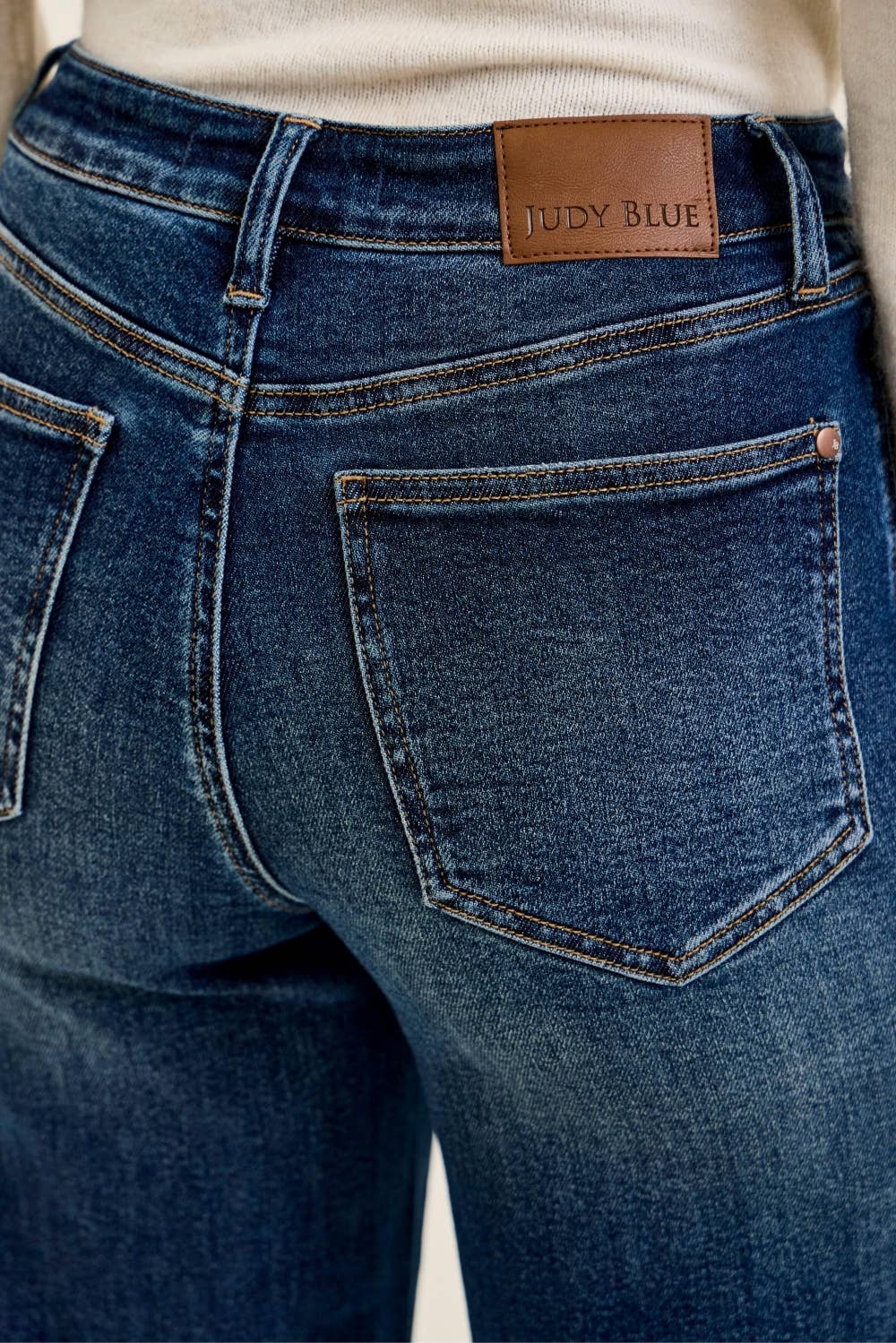 HW "LUX" Retro Wide w/ Front Tab Closure DK Fade Indigo JUDY BLUE JEANS - UnLaced Boutique