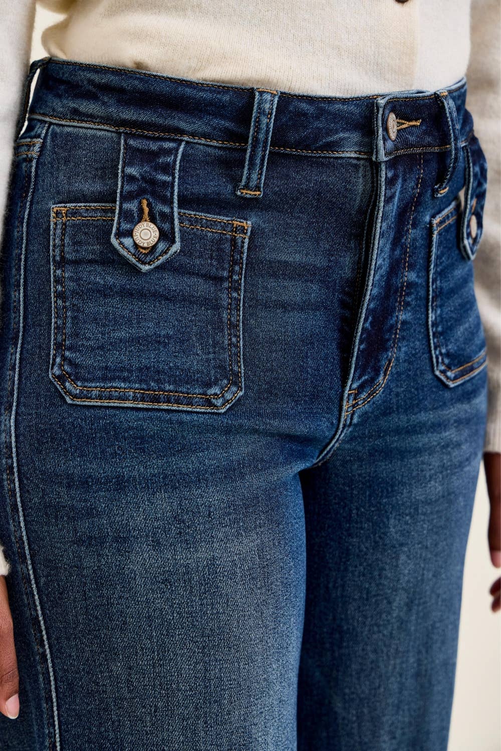 HW "LUX" Retro Wide w/ Front Tab Closure DK Fade Indigo JUDY BLUE JEANS - UnLaced Boutique