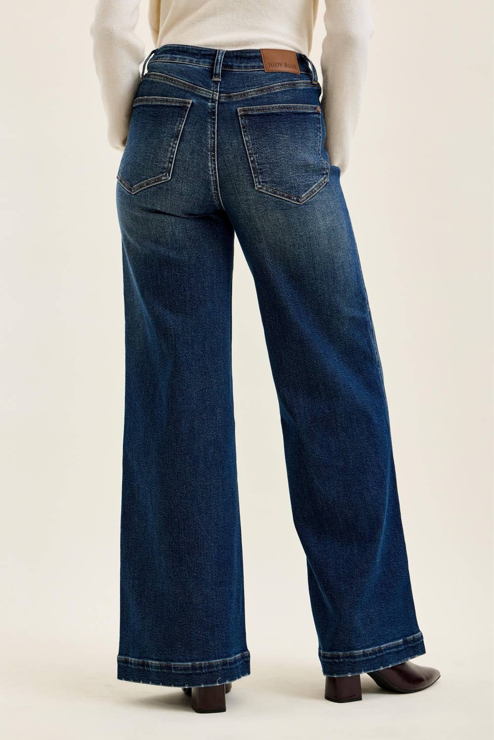 HW "LUX" Retro Wide w/ Front Tab Closure DK Fade Indigo JUDY BLUE JEANS - UnLaced Boutique