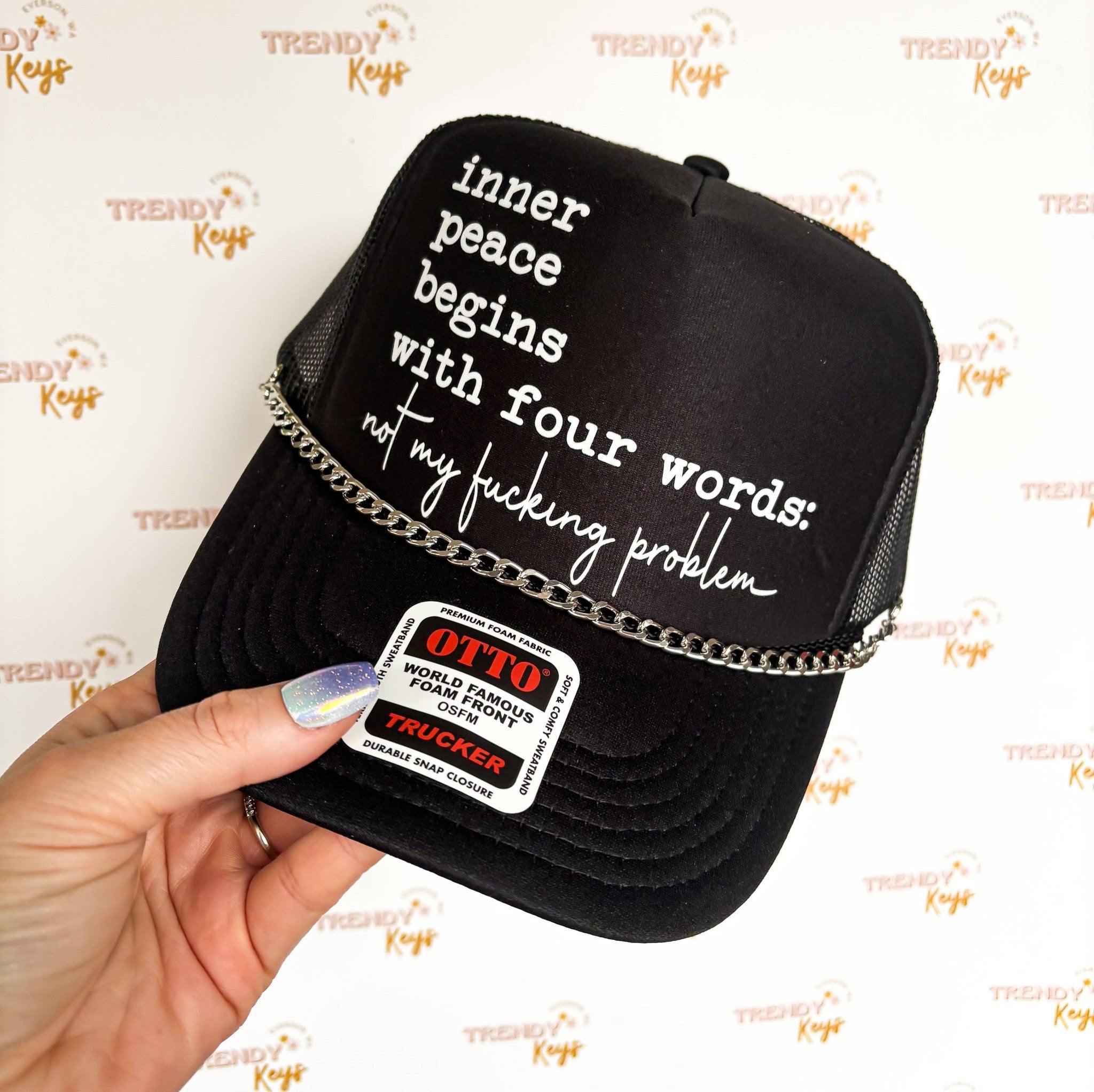 Inner Peace Begins With Four Words Graphic Trucker Hat - UnLaced Boutique