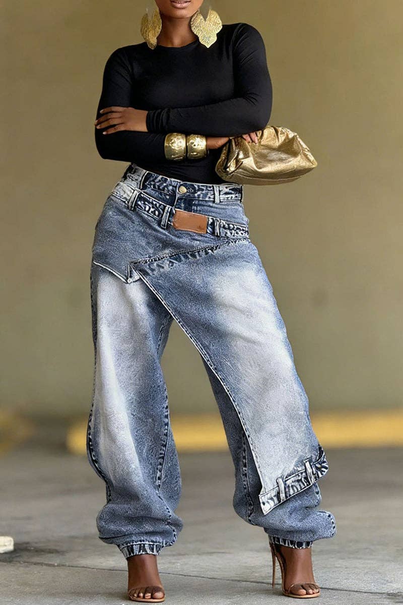 Innovative Layered Straight Denim Jeans - UnLaced Boutique
