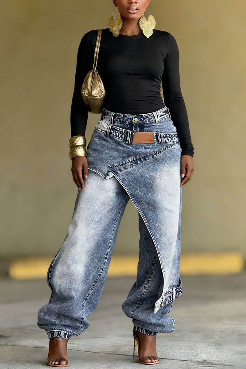 Innovative Layered Straight Denim Jeans - UnLaced Boutique