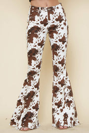 IVORY BROWN WESTERN COW PRINT FLARES- BESTSELLER - UnLaced Boutique