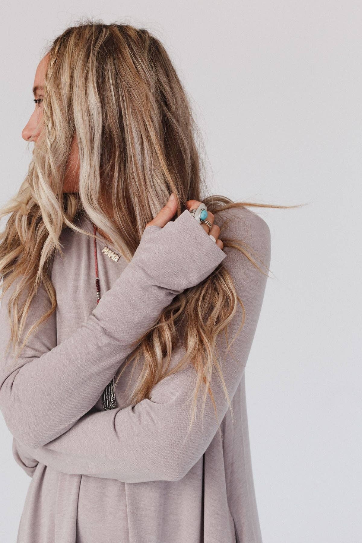 Jake Long Sleeve Crewneck Dress - Mocha Latte - UnLaced Boutique