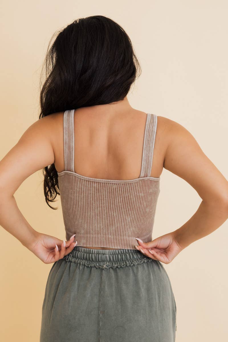 Just Breathe Washed Ribbed Padded Bralette - UnLaced Boutique