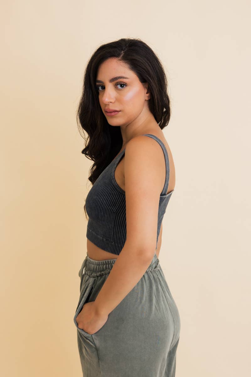 Just Breathe Washed Ribbed Padded Bralette - UnLaced Boutique