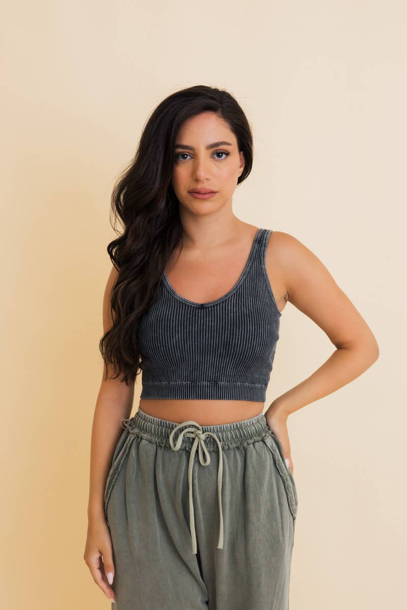 Just Breathe Washed Ribbed Padded Bralette - UnLaced Boutique